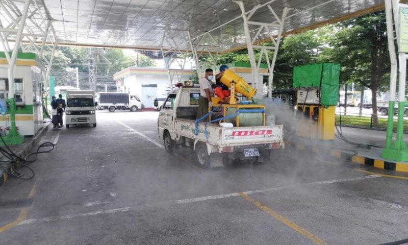 Terminal 205 ဆိုင်သို့ COVID- 19 ရောဂါ ကာကွယ်ရေးအတွက် ပိုးသတ်ဆေးများဖြန်းပေးခဲ့ခြင်း