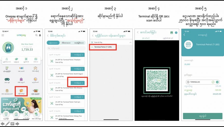 One Pay App မှ Terminal Promo Codes ရယူပုံအဆင့်ဆင့်